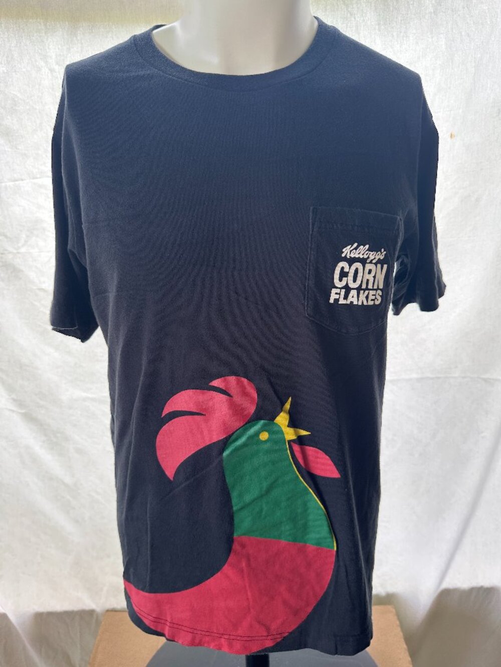 Kellogg's Corn Flakes Uniqlo Cornelius Rooster Corny Men's Black T Shirt Size La